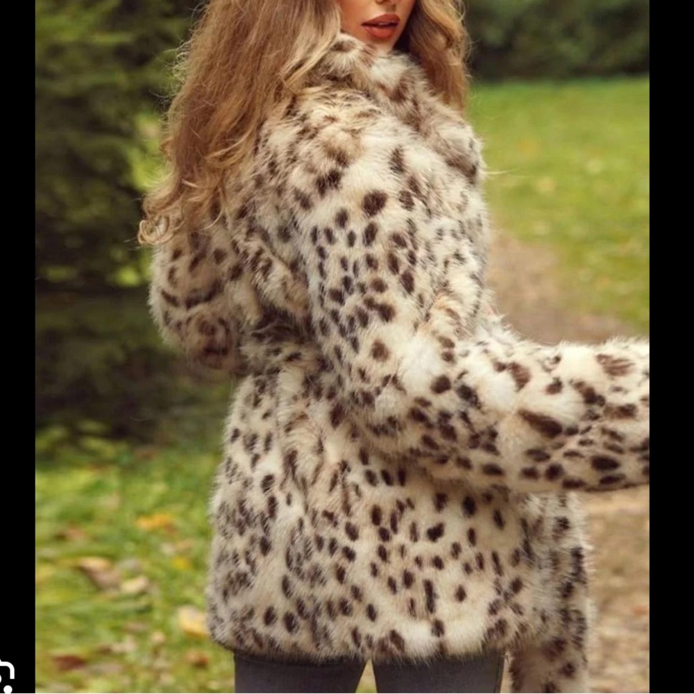 GENUINE FUR Rabbit Coat Parka Animal Print Size Medium